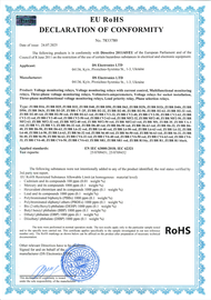 Декларация о соответствии реле напряжения ZUBR Директиве 2011/65/EU